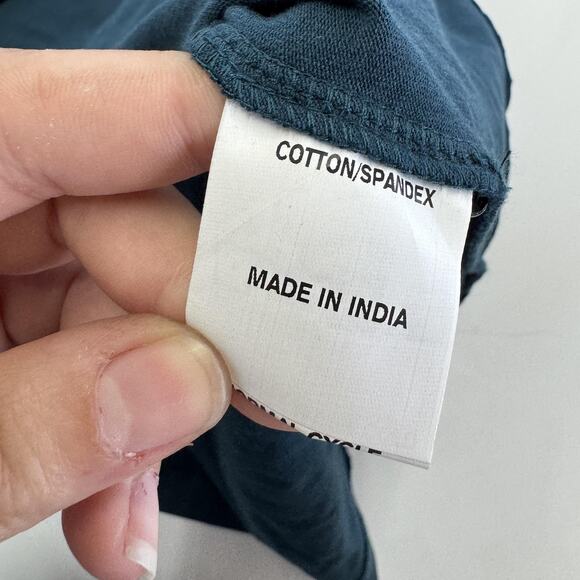 eShakti Dress Womens 4 Blue Long Sleeve Midi Ruched Bodice Flare Cotton Spandex - Picture 4 of 7